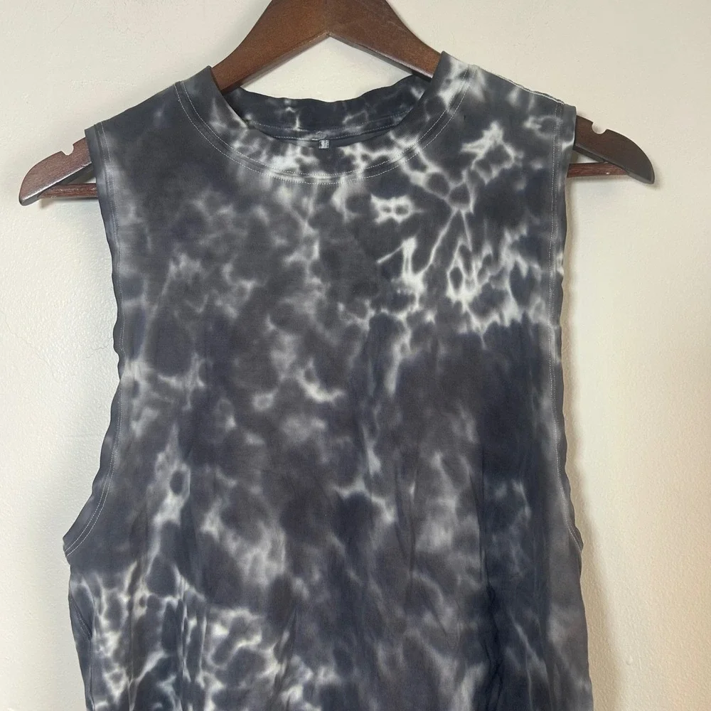 Lululemon All Yours Tank Top Womens‎ 8 Black Grey Tie Dye Marble Muscle Tee